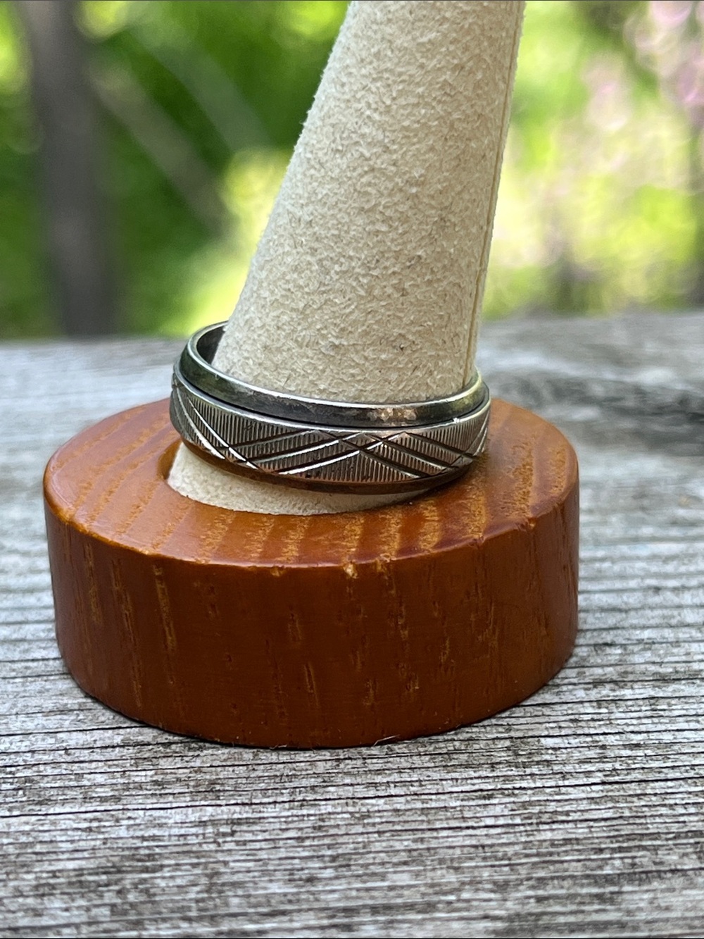 Sterling Silver (925) Engraved Spinner Band Ring